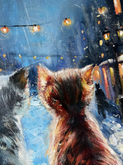 Картина маслом «Новогодний дозор»