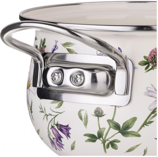 Кастрюля эмалированная со стеклянной крышкой «Flower story»