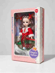 Новогодняя шарнирная музыкальная кукла-брелок в подарочной коробке - Фото 1