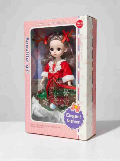 Новогодняя шарнирная музыкальная кукла-брелок в подарочной коробке