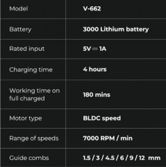 Машинка для стрижки волос профессиональная V-662 - Фото 4