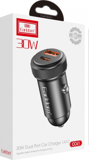 АЗУ Earldom ES-CC41 30W QC 3.0/PD USB+Type-C порты