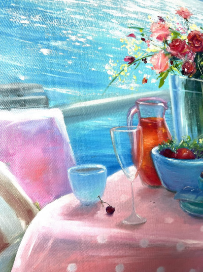 Картина маслом «Завтрак на море»