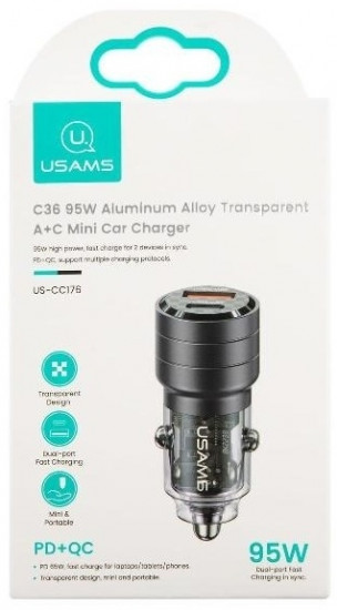 АЗУ Usams US-CC176 C36 95W 1xUSB+1xType-C порты