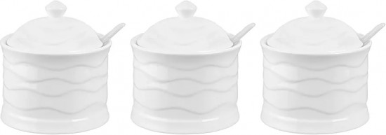 Набор банок для хранения сыпучих продуктов с крышками и ложками «Айсберг волны»