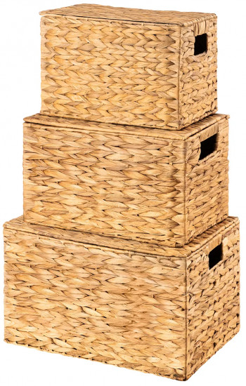 Набор плетеных корзин с крышками