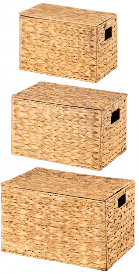 Набор плетеных корзин с крышками