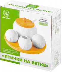 Набор посуды для сервировки на подставке  «Птички на ветке» - Фото 6