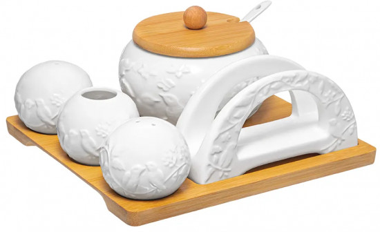 Набор посуды для сервировки на подставке  «Птички на ветке»