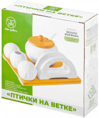 Набор посуды для сервировки на подставке  «Птички на ветке» - Фото 6