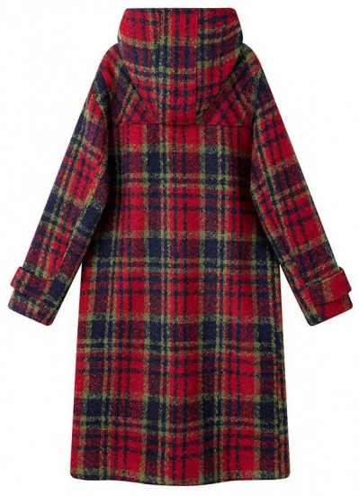 Женское пальто с капюшоном в клетку