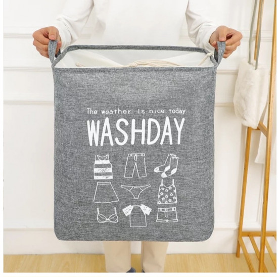 Корзина с затяжками для белья и игрушек