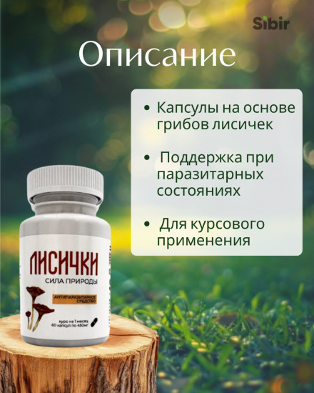 Противопаразитарные грибы в капсулах «Лисички»