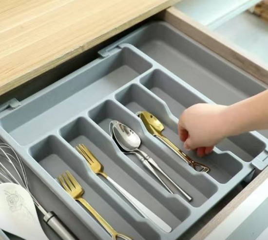 Лоток-вкладыш раздвижной для столовых приборов в кухонный ящик