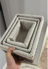 Набор корзинок из текстиля и ивовой лозы для белья или бижутерии - Фото 6