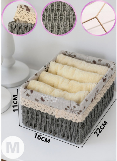 Набор корзинок из текстиля и ивовой лозы для белья или бижутерии