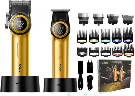 Набор для стрижки VGR Barber Comb V-001&V-977 Gold