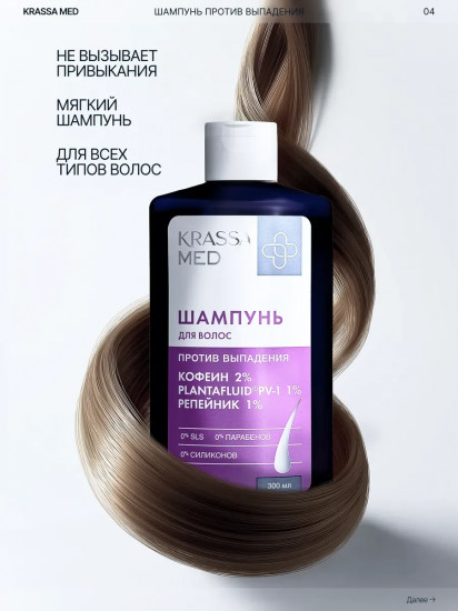 Шампунь против выпадения волос «Репейник + кофеин»