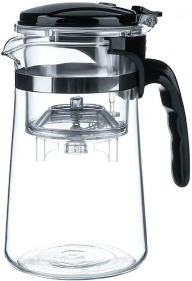 Стеклянный заварочный чайник с фильтром и кнопкой (проливной)