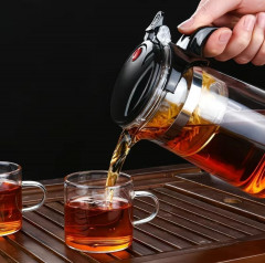 Стеклянный заварочный чайник с фильтром и кнопкой (проливной) - Фото 4