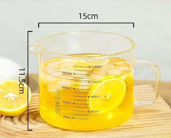 Жаропрочная стеклянная мерная кастрюля с крышкой и шкалой