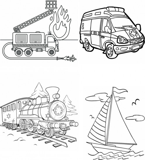 Детская раскраска «Раскрась транспорт»