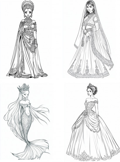 Детская раскраска «Принцессы»