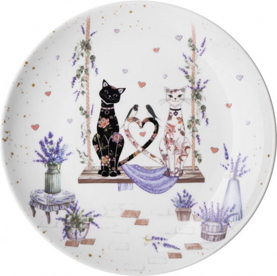 Набор тарелок «Лавандовые коты»