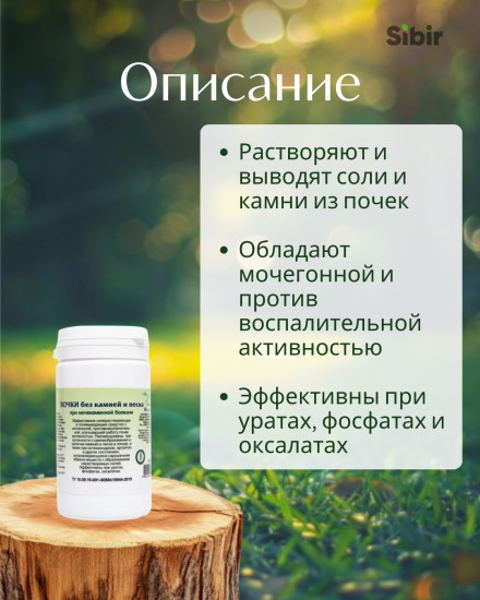 Таблетки «Почки без камней и песка»