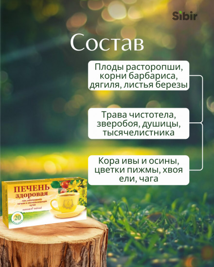 Напиток чайный «Печень здоровая» при заболеваниях печени и желчевыводящих путей