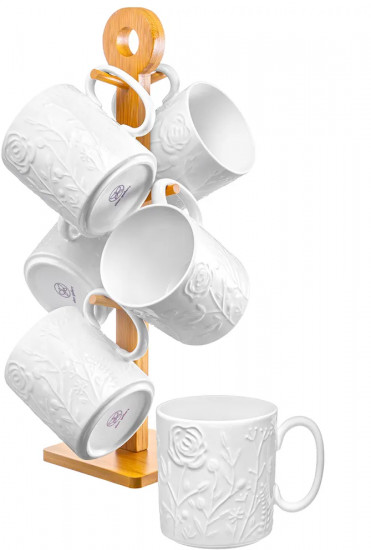 Набор кружек на бамбуковой подставке «Полевые цветы»