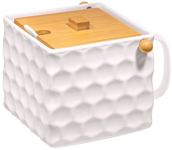 Банка для сыпучих продуктов с ложкой и откидной крышкой «Соты»