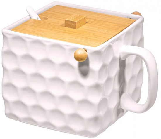 Банка для сыпучих продуктов с ложкой и откидной крышкой «Соты»