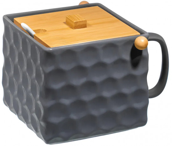 Банка для сыпучих продуктов с ложкой и откидной крышкой «Соты»