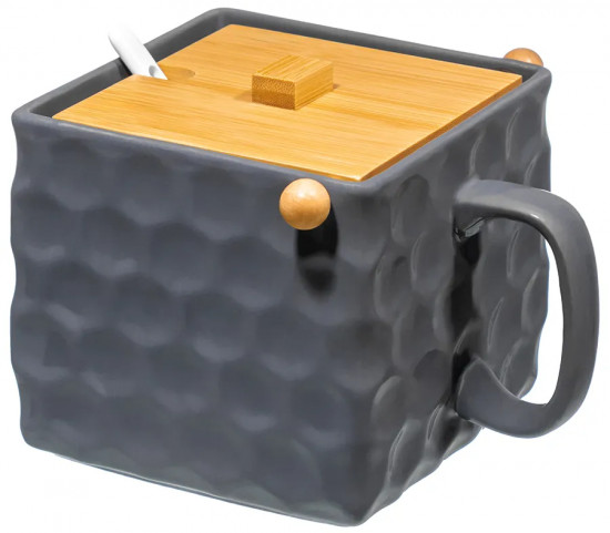 Банка для сыпучих продуктов с ложкой и откидной крышкой «Соты»