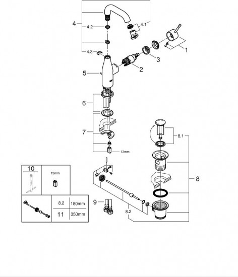 Смеситель для раковины, размер M