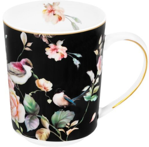 Набор кружек «Певчие птички на черном»