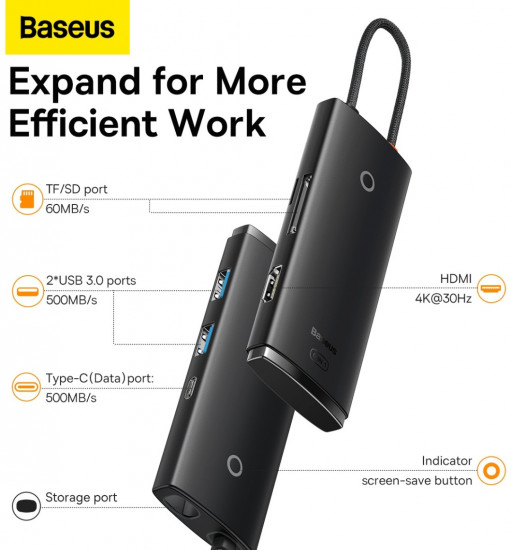 Док-станция Baseus Lite 6in1 WKQX050001