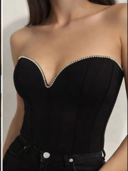 Женский корсетный топ без бретелей со стразами S M L