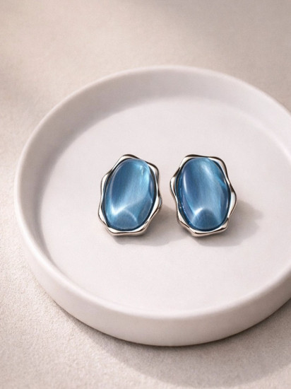 Серьги женские с камнем «Cat Eye»