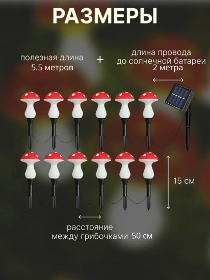 Декоративная гирлянда «Мухоморы»