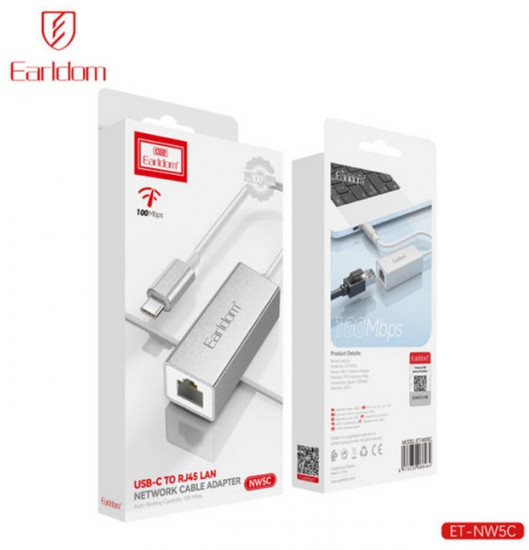 Сетевой адаптер Earldom ET-NW5C RJ45(LAN Port) на Type-C 100Mbps