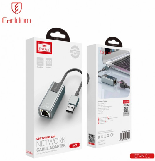 Сетевой адаптер Earldom NC1 RJ45(LAN Port) на USB 100Mbps