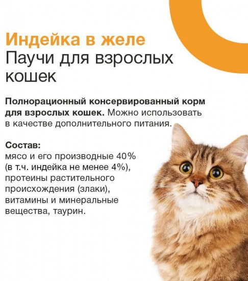 Влажный корм взрослых кошек «Индейка в желе»