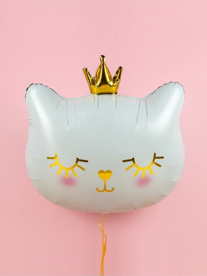 Шар воздушный «Милый котёнок с короной»