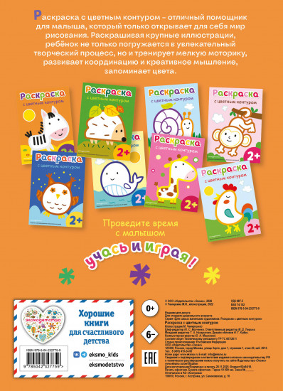 Раскраска с цветным контуром «Зебра»