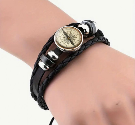 Мужской браслет с винтажным компасом