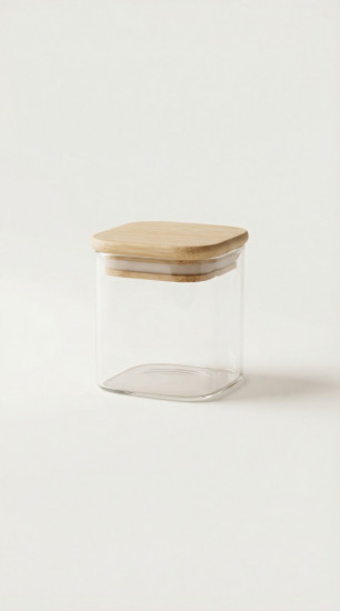 Банка квадратная стеклянная с крышкой