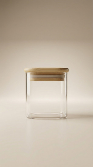 Банка квадратная стеклянная с крышкой
