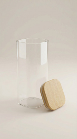 Банка квадратная стеклянная с крышкой